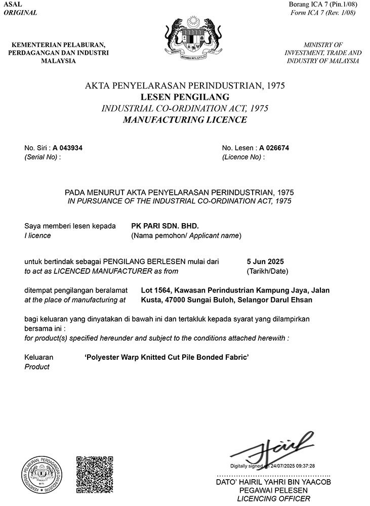 Australian Manufacturing License Example.pdf Our Certifications – http://pkparisdnbhd.com/